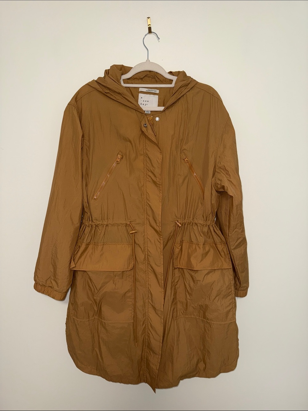 Gorgeous Lightweight Hooded Parka Jacket - Mustard Gold Brown